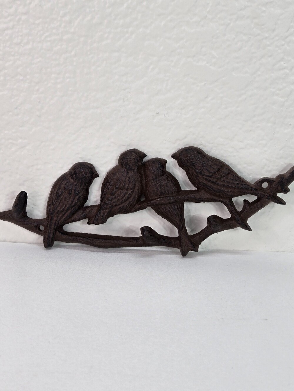 VTG Cast Iron 4 Birds Tree Branch Wall Hook Key Coat Hanger Cottagecore Rustic